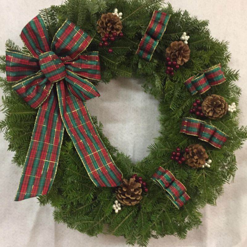 A 24 inch ribbon candy wreath