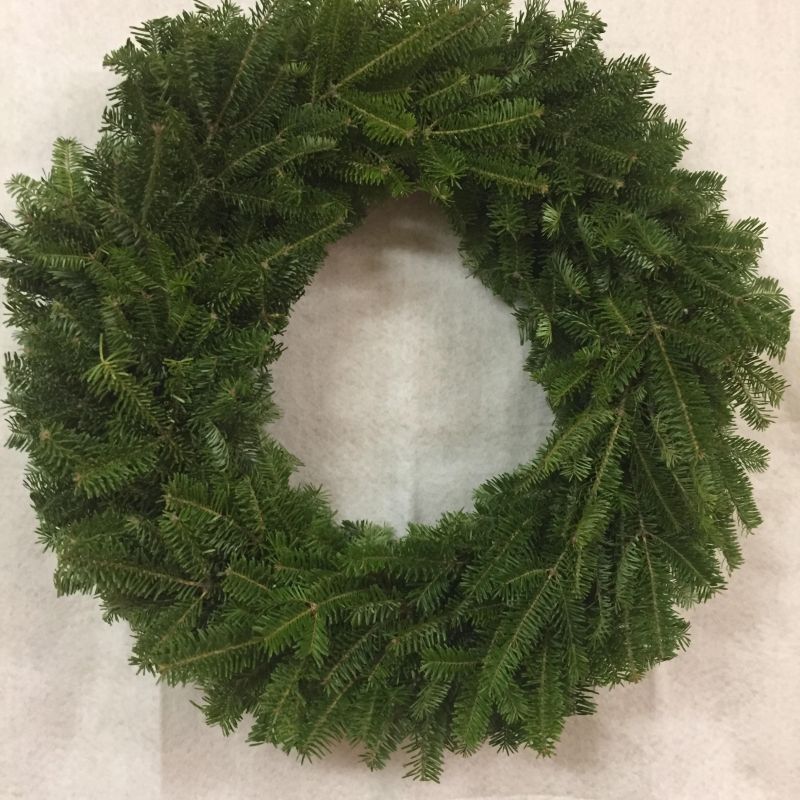 A 24 inch undecorated wreath